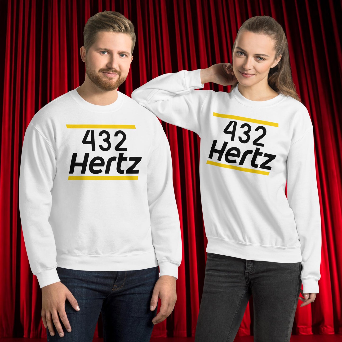 432Hz Hertz Matt and Shane's Secret Podcast MSSP Unisex Sweatshirt White Sweatshirts Matt McCusker MSSP Podcasts Shane Gillis Stand-up Comedy Next Cult Brand