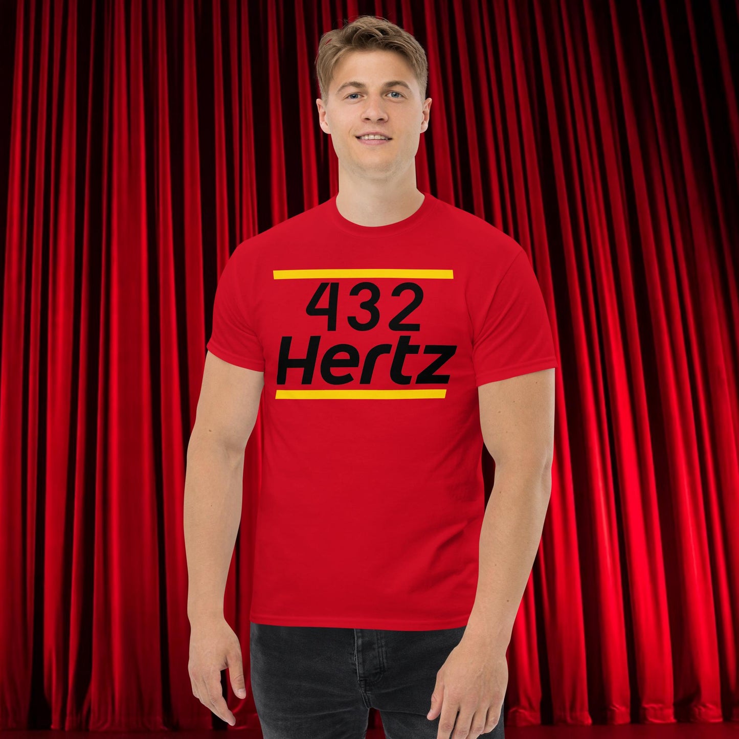 432Hz Hertz Matt and Shane's Secret Podcast MSSP Unisex tee Red T-shirts Matt McCusker MSSP Podcasts Shane Gillis Stand-up Comedy Next Cult Brand