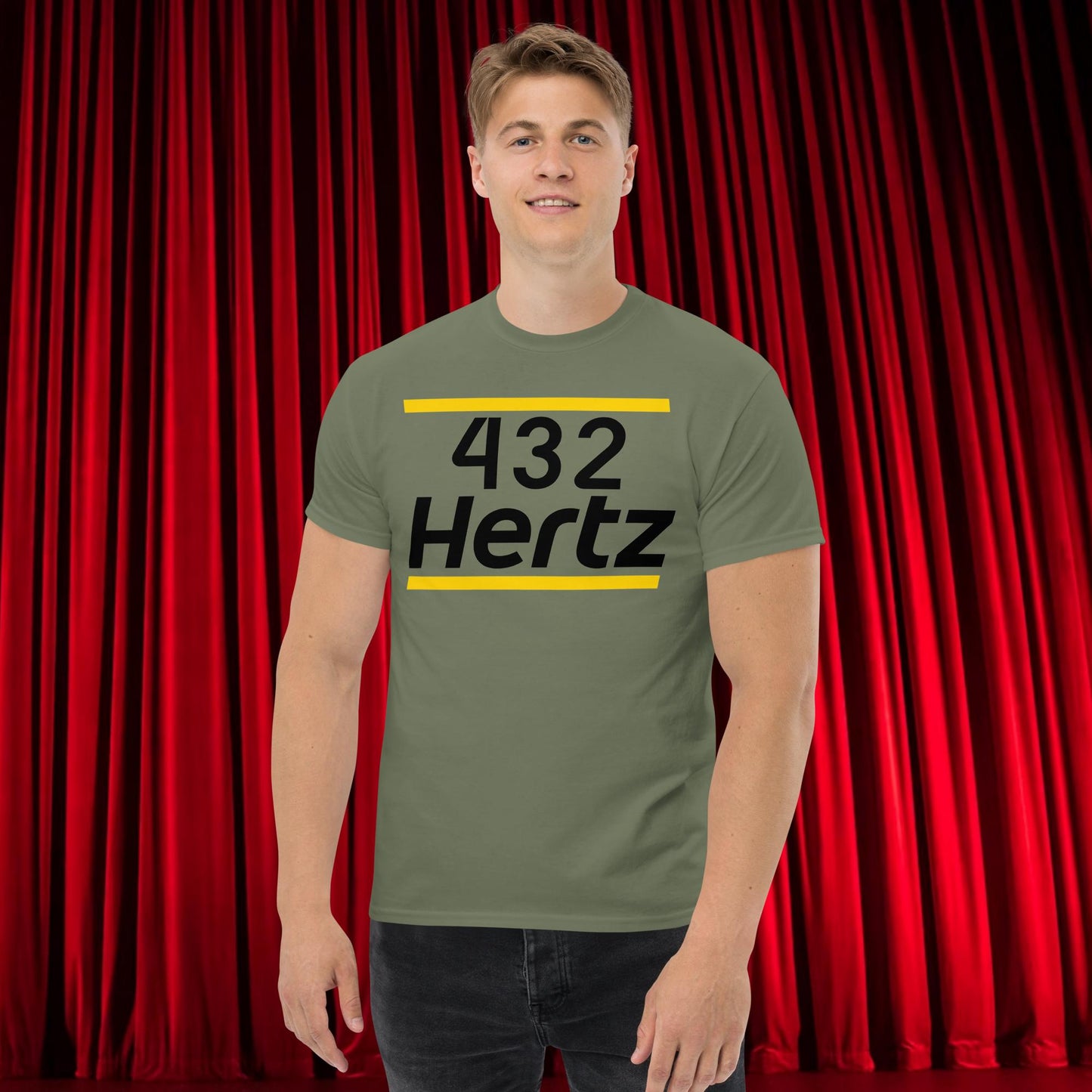 432Hz Hertz Matt and Shane's Secret Podcast MSSP Unisex tee Military Green T-shirts Matt McCusker MSSP Podcasts Shane Gillis Stand-up Comedy Next Cult Brand