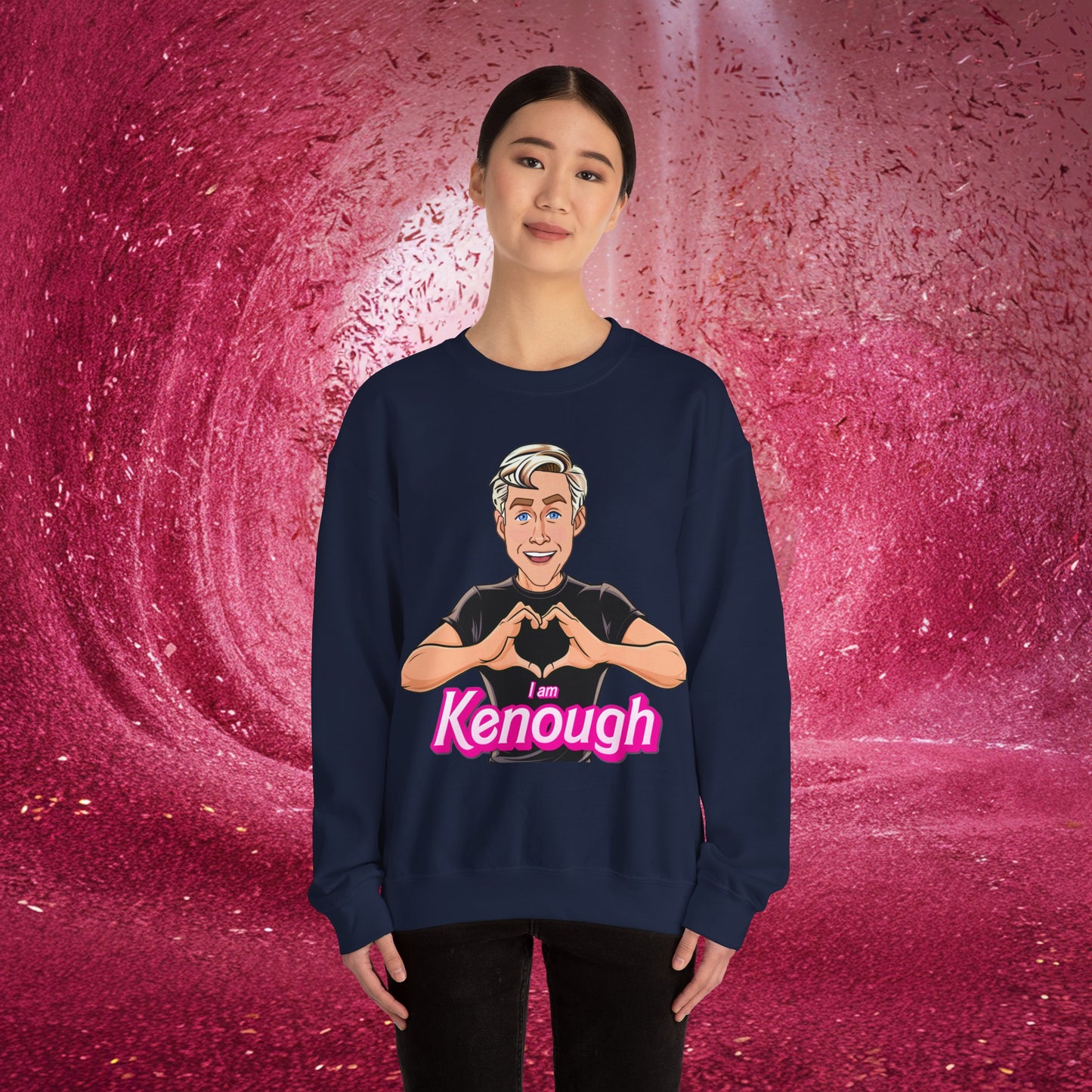 I am Kenough Ryan Gosling Ken Barbie Movie Unisex Heavy Blend Crewneck Sweatshirt Navy Sweatshirts Barbie Celebrities Ken Movies Ryan Gosling Printify
