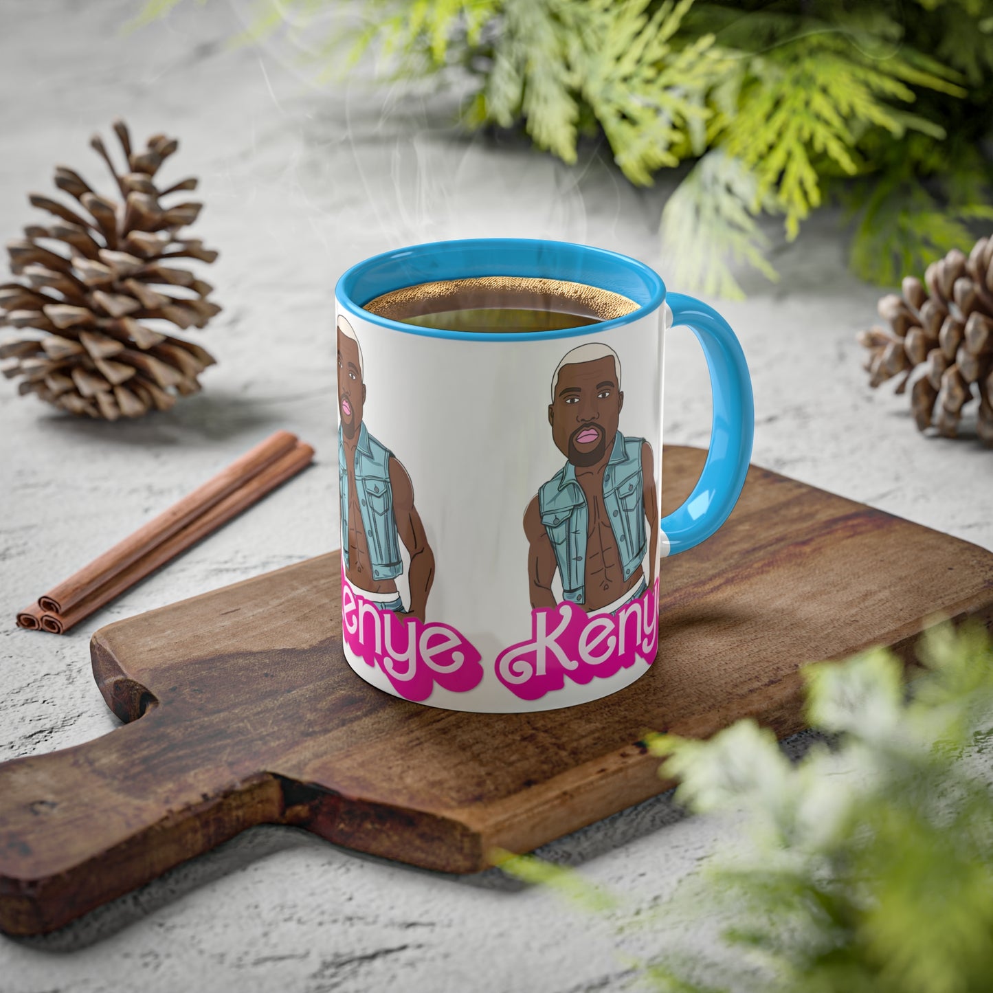 Kenye Barbie Ken Ryan Gosling Kanye West Colorful Mug Mugs Barbie Kanye West Ken Movies Music Printify