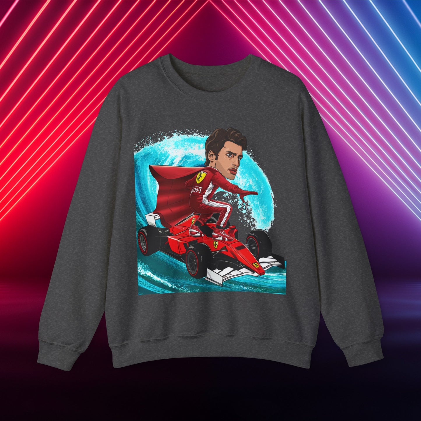 Carlos Sainz Sweatshirt Smooth Operator Jumper Ferrari Sweater Formula 1 Jumper F1 Sweater Ferrari Gift Ferrari Fan Jumper F1 Gift Scuderia Dark Heather Sweatshirts Carlos Sainz F1 Ferrari Printify
