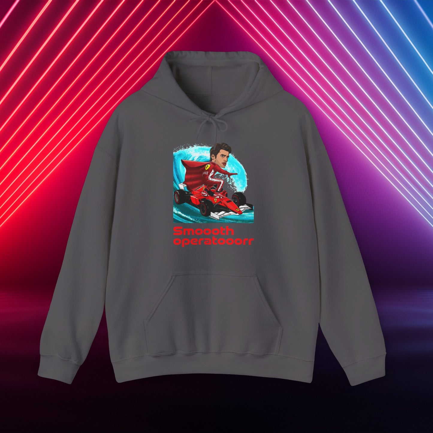 Carlos Sainz Hoodie Carlos Sainz Jumper Smooth Operator Pullover Ferrari Hoodie Formula 1 Hoodie F1 Hoodie Ferrari Gift Ferrari Fan Gift Charcoal Hoodies Carlos Sainz F1 Ferrari Printify