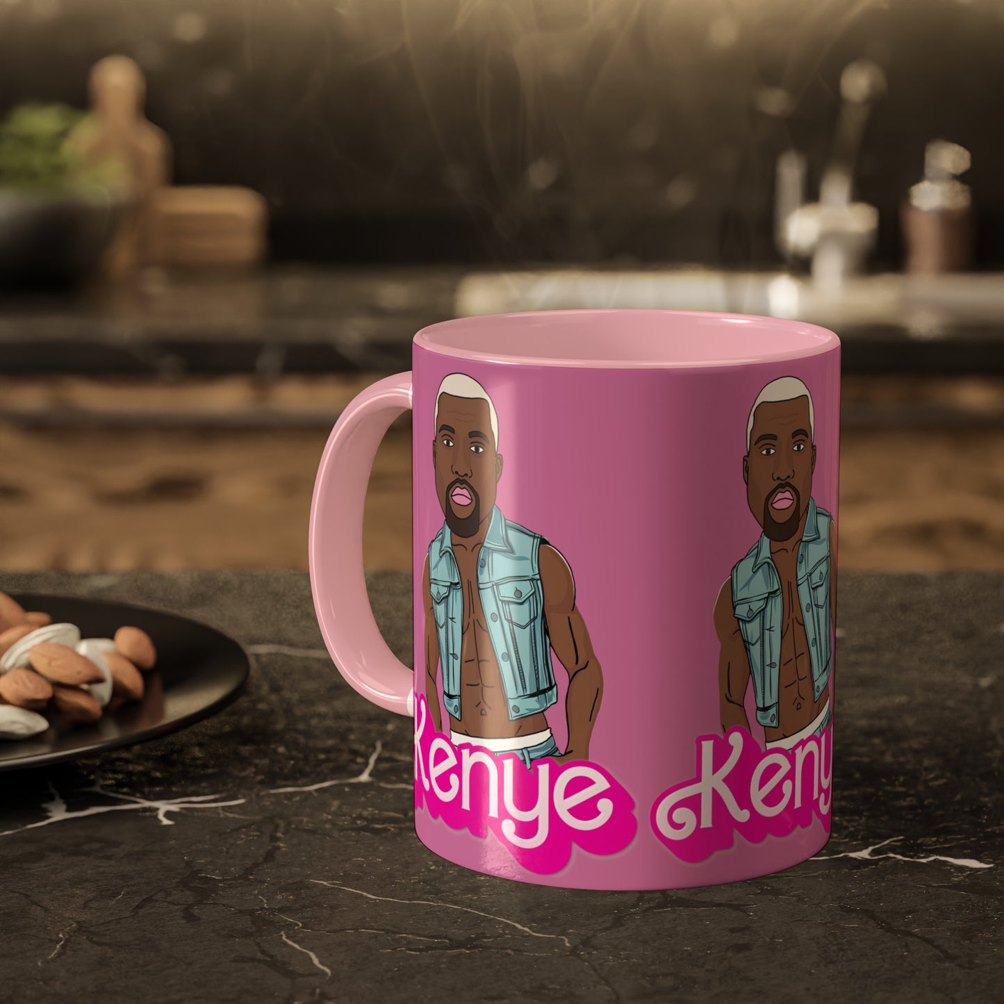 Kenye Barbie Ken Ryan Gosling Kanye West Colorful Mug 11oz Pink Mugs Barbie Kanye West Ken Movies Music Printify