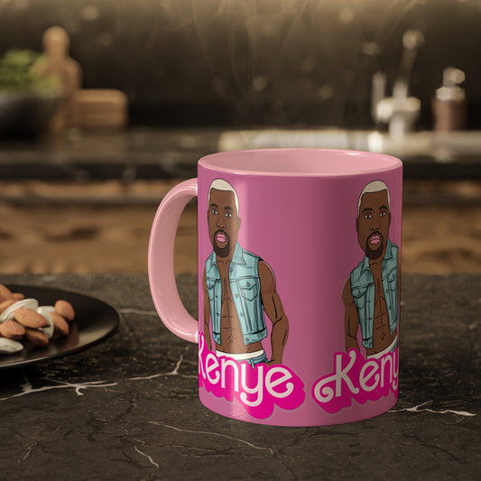 Kenye Barbie Ken Ryan Gosling Kanye West Colorful Mug 11oz Pink Mugs Barbie Kanye West Ken Movies Music Printify
