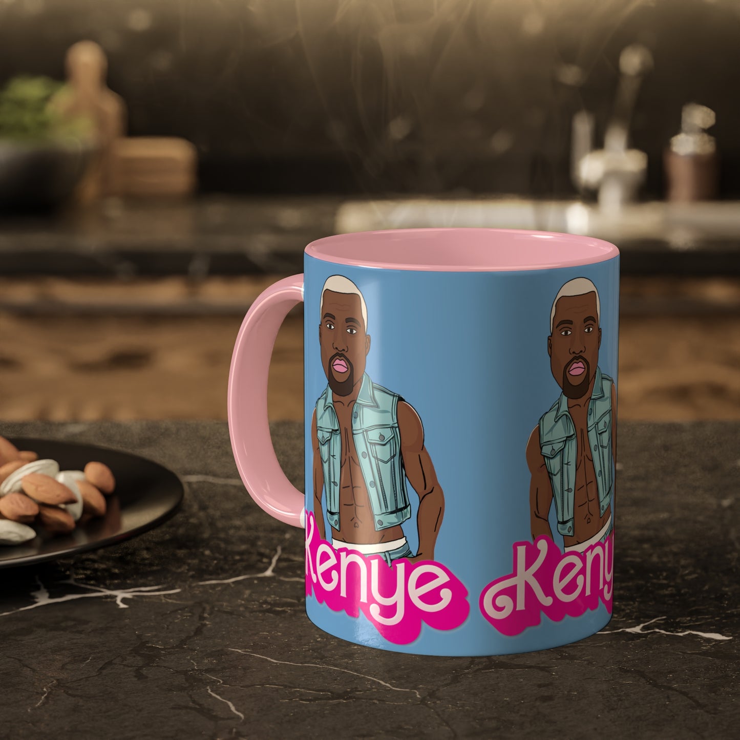 Kenye Barbie Ken Ryan Gosling Kanye West Colorful Mug 11oz Pink Mugs Barbie Kanye West Ken Movies Music Printify