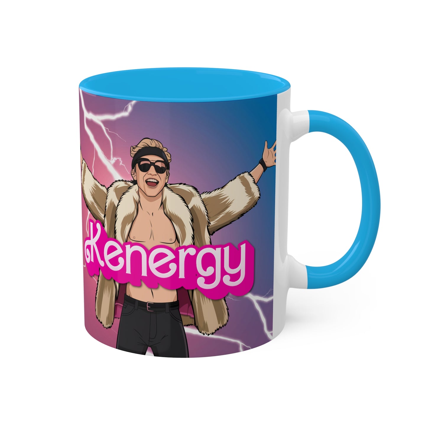 Kenergy Barbie Ryan Gosling Ken Colorful Mug Mugs Barbie Celebrities Ken Kenergy Movies Ryan Gosling Printify