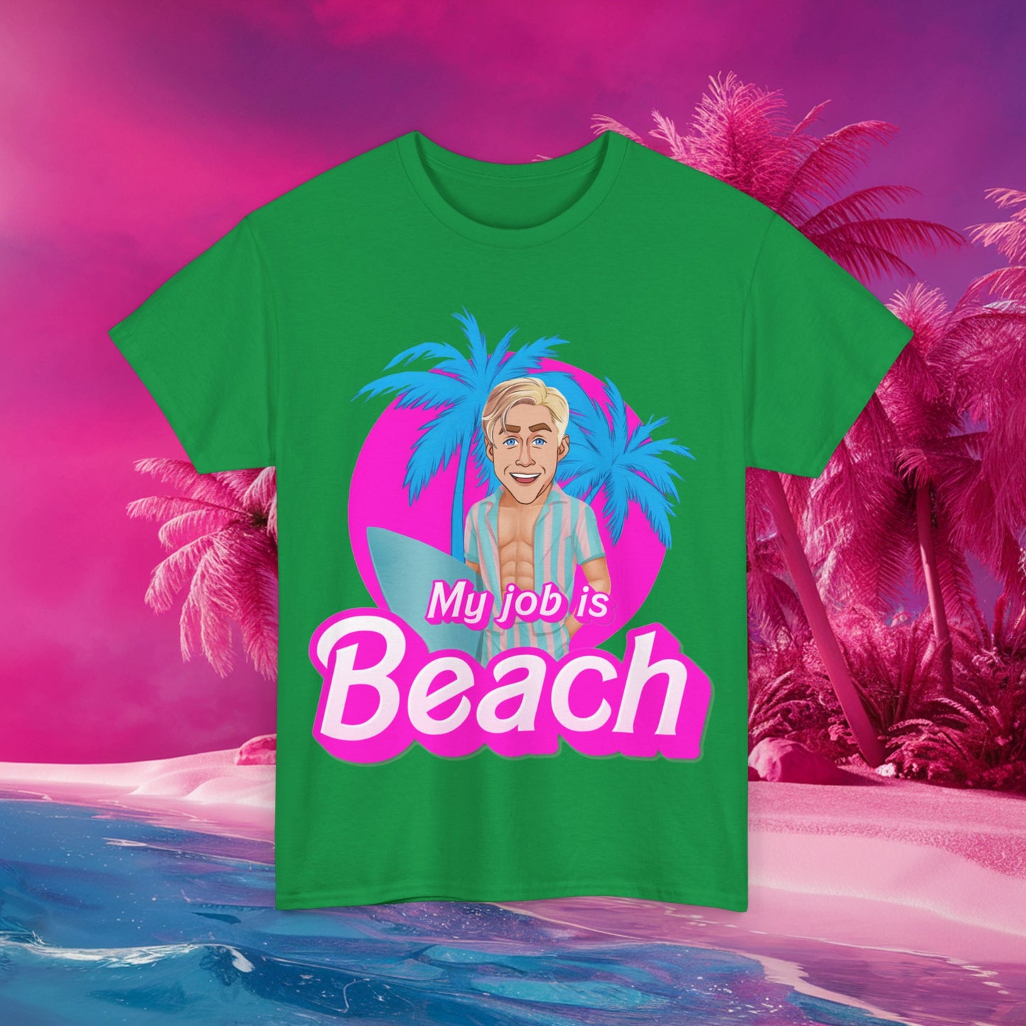 My Job Is Beach Tshirt Ken Shirt Barbie T-shirt Surfing Tee Surf T shirt Summer Shirt Vacation T-Shirt Surfing Gift for Surfer Summer Gift Irish Green T-shirts Barbie Celebrities Ken Movies Ryan Gosling Printify