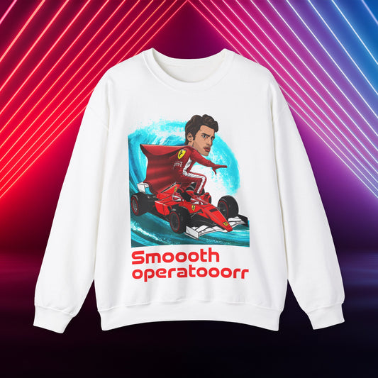 Carlos Sainz Sweatshirt Smooth Operator Jumper Ferrari Sweater Formula 1 Jumper F1 Sweater Ferrari Gift Ferrari Fan Jumper F1 Gift Scuderia White Sweatshirts Carlos Sainz F1 Ferrari Printify