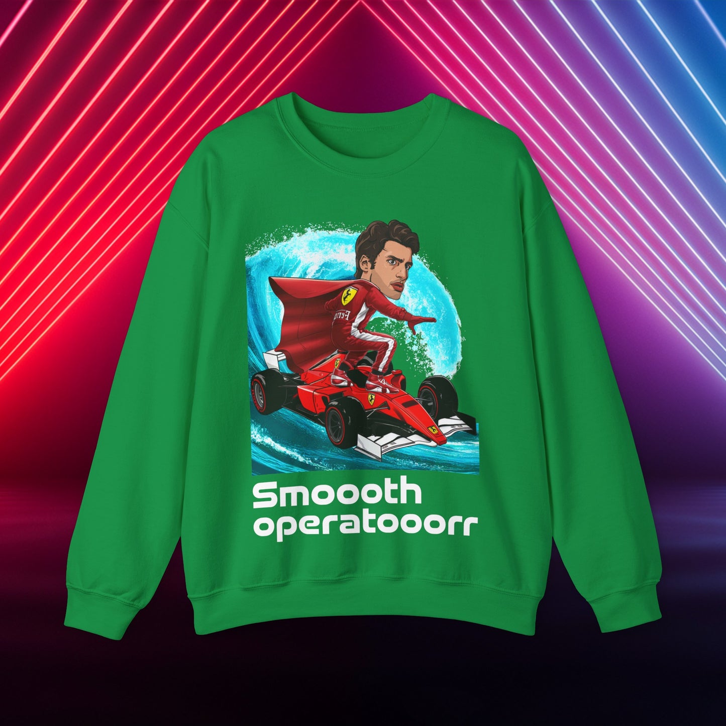 Carlos Sainz Sweatshirt Smooth Operator Jumper Ferrari Sweater Formula 1 Jumper F1 Sweater Ferrari Gift Ferrari Fan Jumper F1 Gift Scuderia Irish Green Sweatshirts Carlos Sainz F1 Ferrari Printify