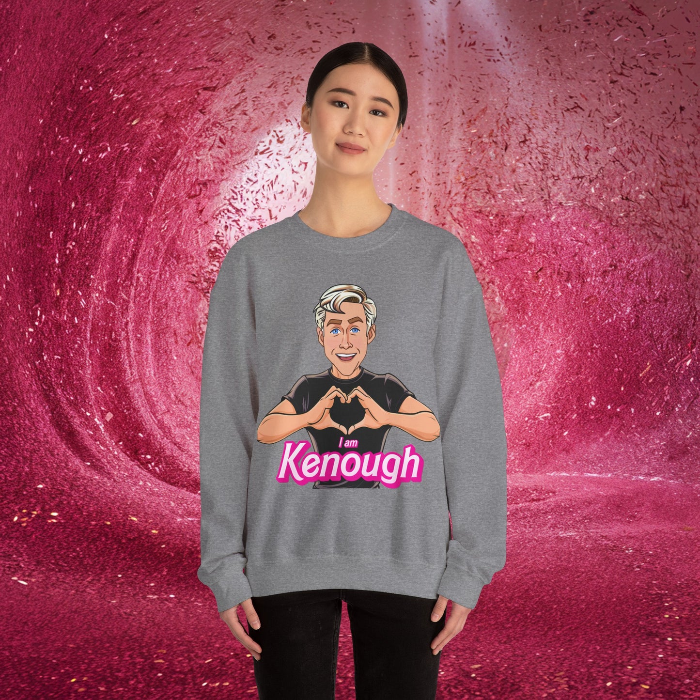 I am Kenough Ryan Gosling Ken Barbie Movie Unisex Heavy Blend Crewneck Sweatshirt Graphite Heather Sweatshirts Barbie Celebrities Ken Movies Ryan Gosling Printify