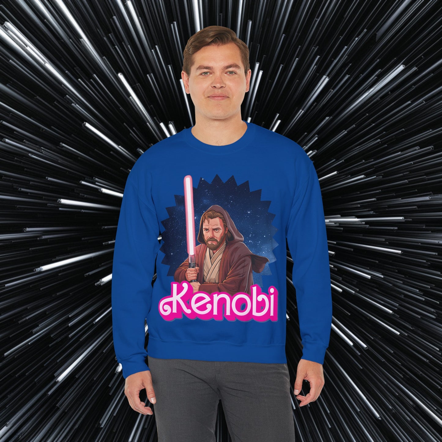 Obi-Wan Kenobi Ken Barbie Movie Star Wars Unisex Heavy Blend Crewneck Sweatshirt Royal Sweatshirts Barbie Ken Movies Star Wars Printify