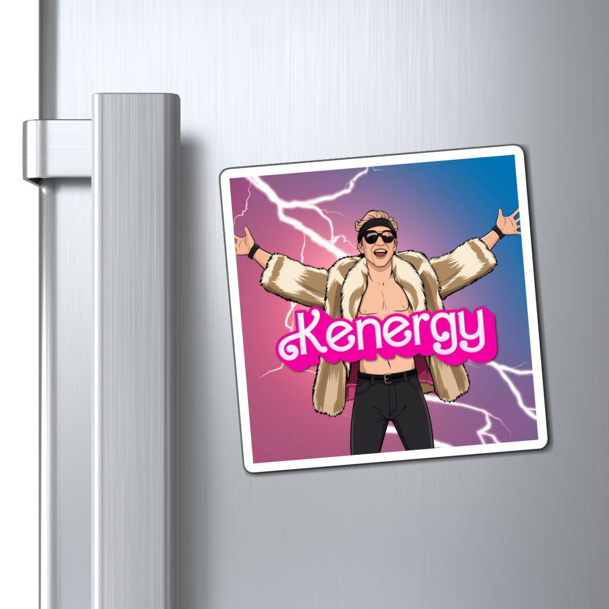 Kenergy Barbie Ryan Gosling Ken Magnet 4" × 4" Magnets Barbie Celebrities Ken Kenergy Movies Ryan Gosling Printify