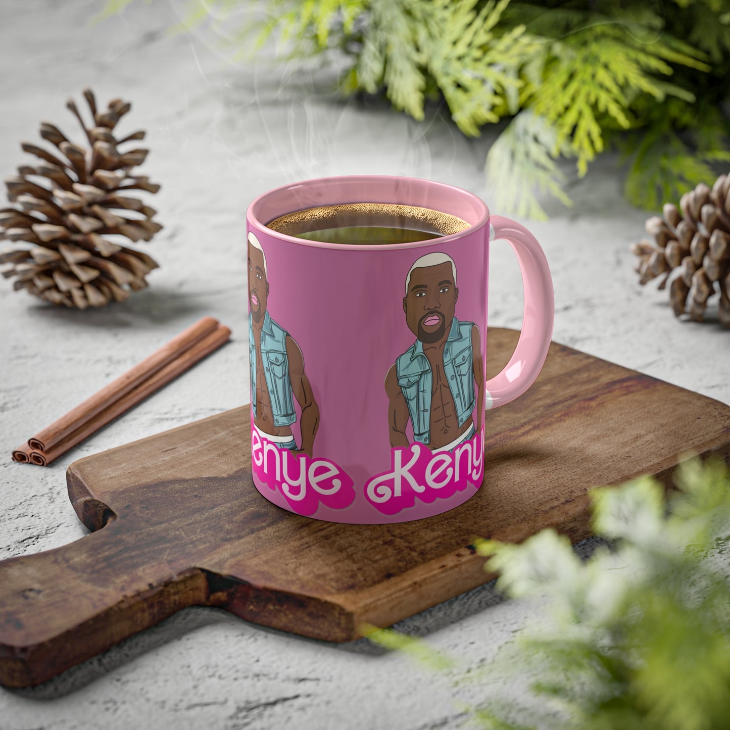 Kenye Barbie Ken Ryan Gosling Kanye West Colorful Mug Mugs Barbie Kanye West Ken Movies Music Printify