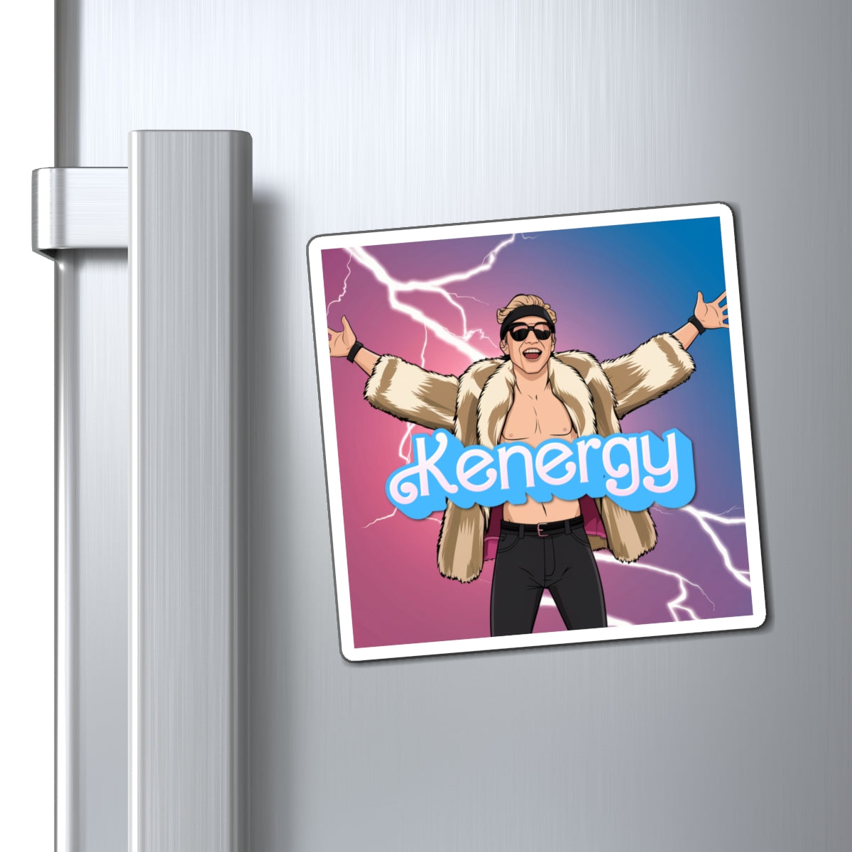 Kenergy Barbie Ryan Gosling Ken Magnet 4" × 4" Magnets Barbie Celebrities Ken Kenergy Movies Ryan Gosling Printify