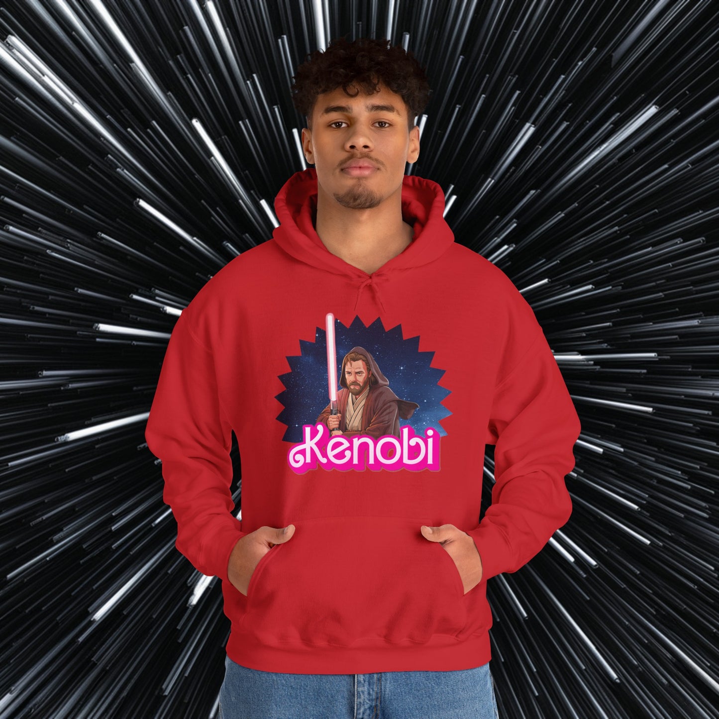 Obi-Wan Kenobi Ken Barbie Movie Star Wars Unisex Heavy Blend Hooded Sweatshirt Red Hoodies Barbie Ken Movies Star Wars Printify