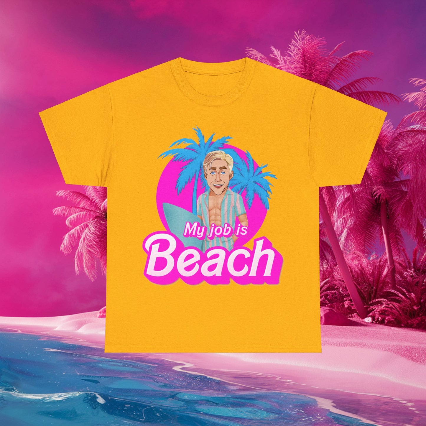 My Job Is Beach Tshirt Ken Shirt Barbie T-shirt Surfing Tee Surf T shirt Summer Shirt Vacation T-Shirt Surfing Gift for Surfer Summer Gift T-shirts Barbie Celebrities Ken Movies Ryan Gosling Printify