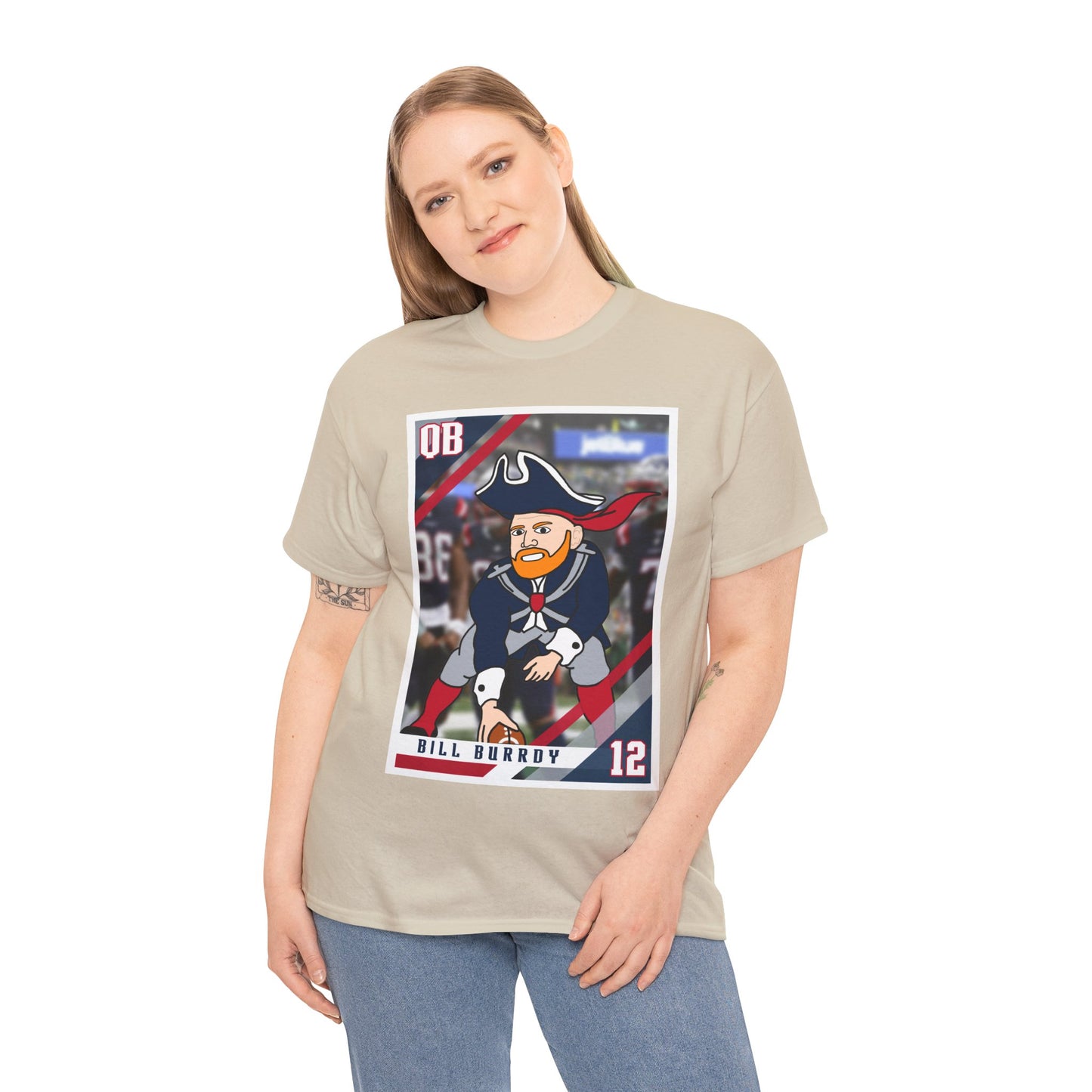 Bill Burrdy New England Patriots Tom Brady Bill Burr Unisex Heavy Cotton Tee T-shirts American Football Bill Burr Monday Morning Podcast New England Patriots NFL Podcasts Stand-up Comedy Printify