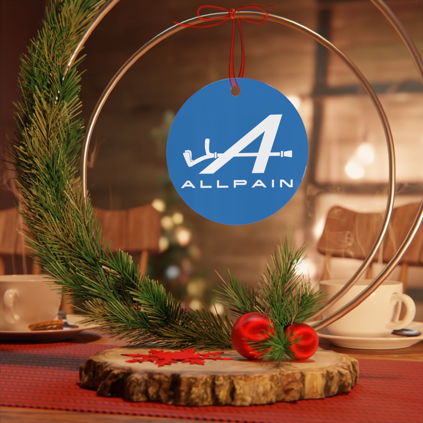 Allpain Alpine F1 Formula 1 Pierre Gasly Esteban OconMetal Ornament Christmas Alpine F1 Printify