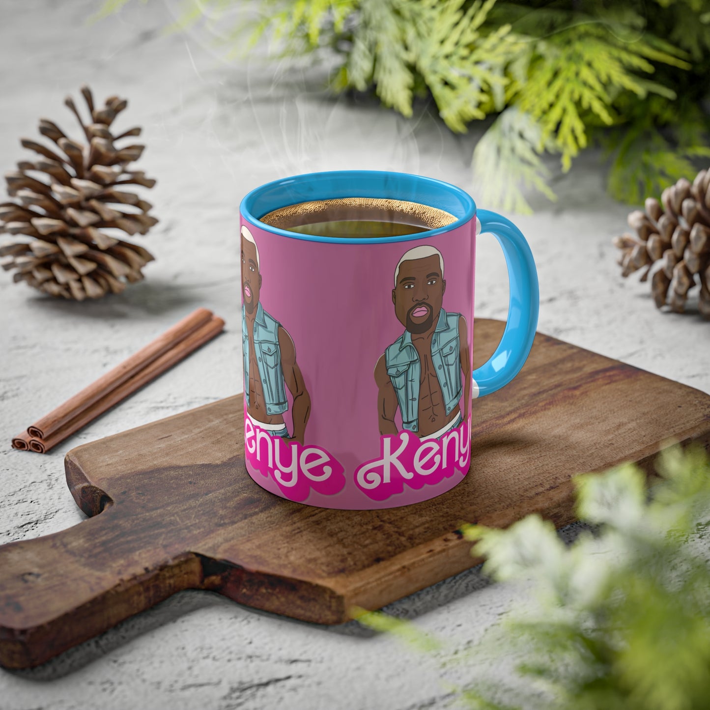 Kenye Barbie Ken Ryan Gosling Kanye West Colorful Mug Mugs Barbie Kanye West Ken Movies Music Printify
