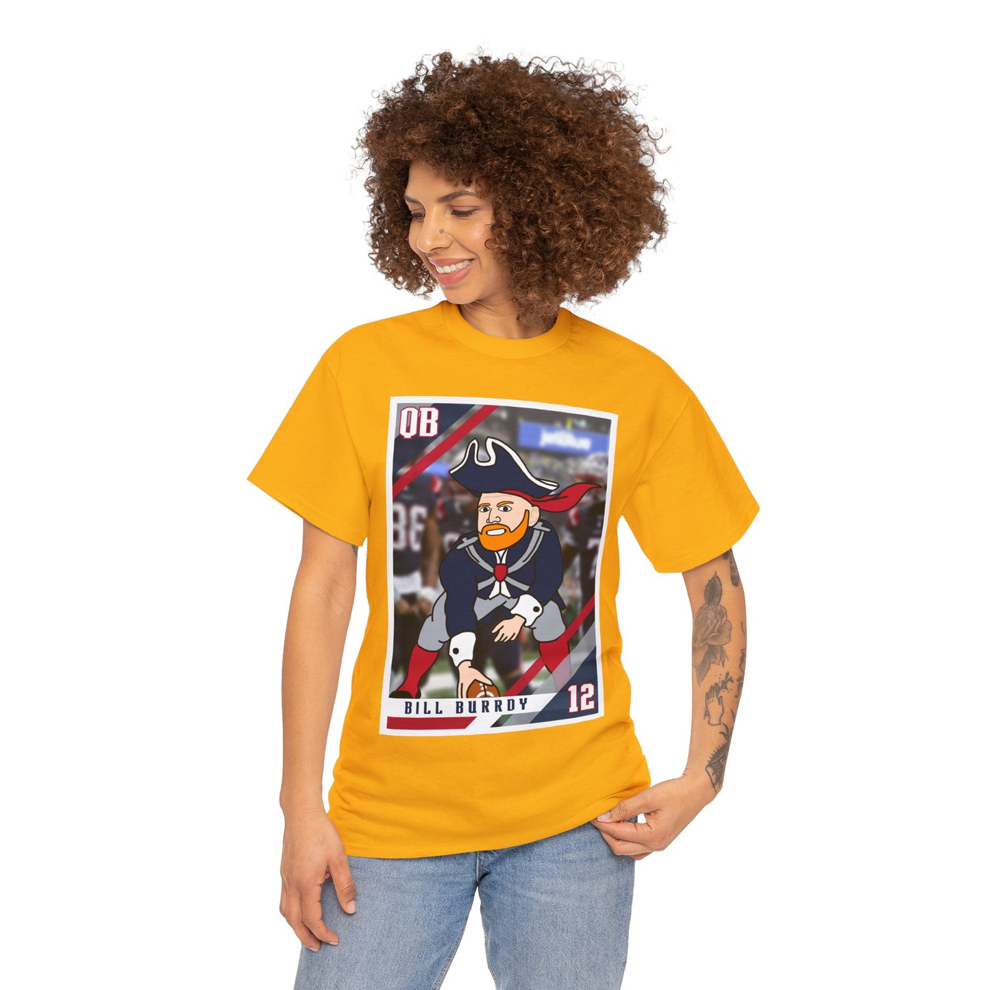 Bill Burrdy New England Patriots Tom Brady Bill Burr Unisex Heavy Cotton Tee T-shirts American Football Bill Burr Monday Morning Podcast New England Patriots NFL Podcasts Stand-up Comedy Printify