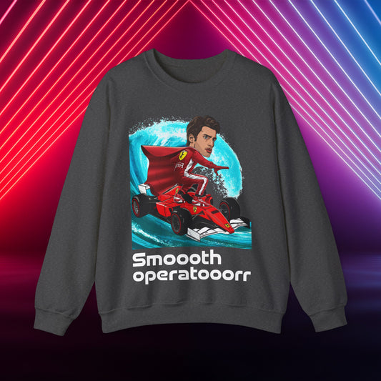 Carlos Sainz Sweatshirt Smooth Operator Jumper Ferrari Sweater Formula 1 Jumper F1 Sweater Ferrari Gift Ferrari Fan Jumper F1 Gift Scuderia Dark Heather Sweatshirts Carlos Sainz F1 Ferrari Printify