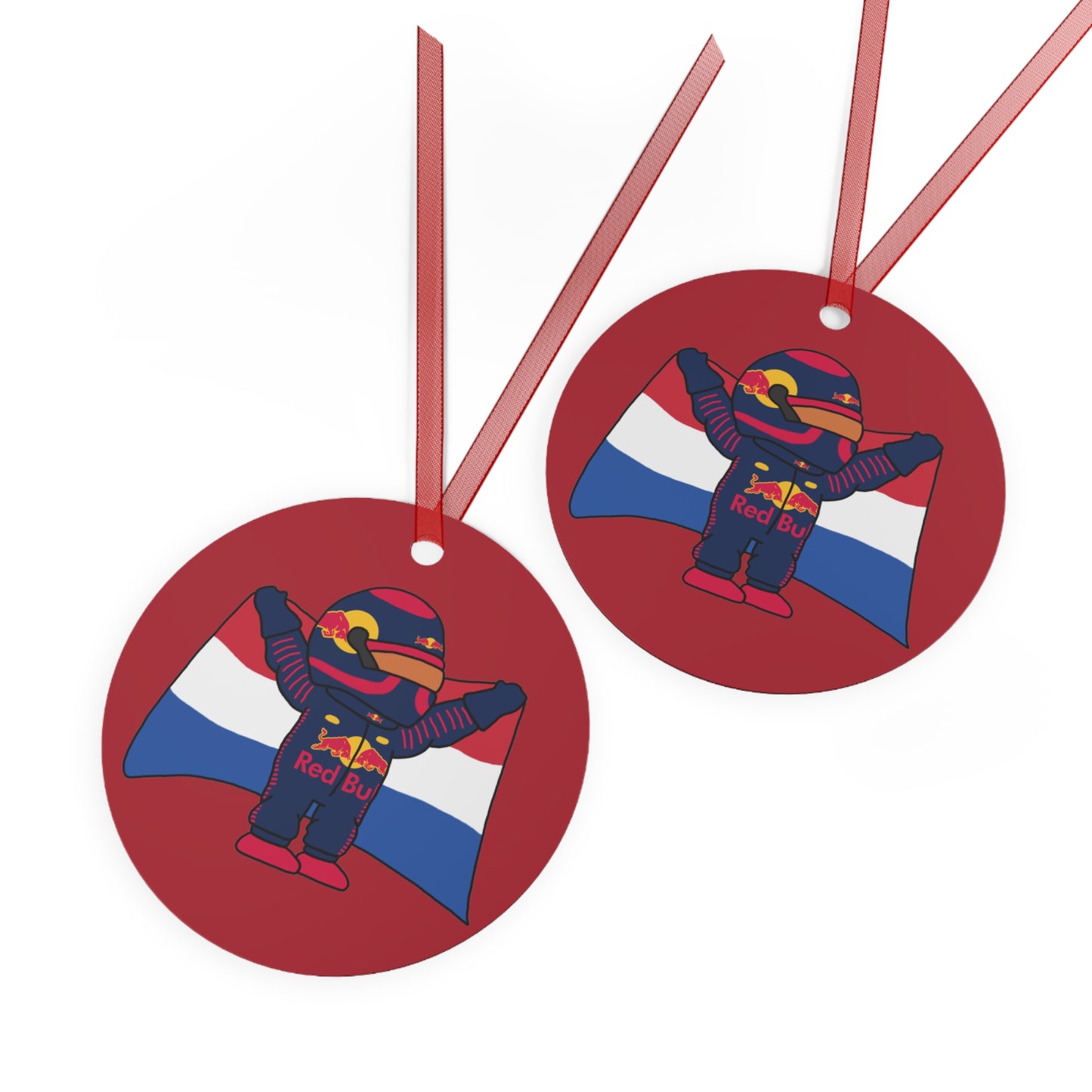 NeVerStappen Red Bull Formula 1 F1 Max Verstappen Christmas Metal Ornament Christmas F1 Max Verstappen Red Bull Printify