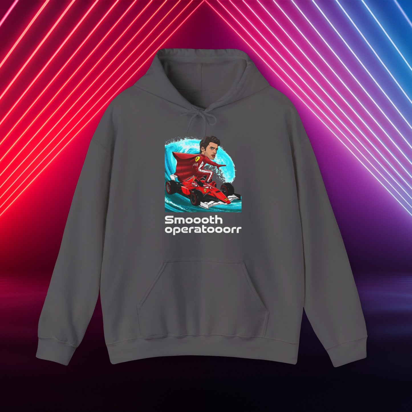 Carlos Sainz Hoodie Carlos Sainz Jumper Smooth Operator Pullover Ferrari Hoodie Formula 1 Hoodie F1 Hoodie Ferrari Gift Ferrari Fan Gift Charcoal Hoodies Carlos Sainz F1 Ferrari Printify