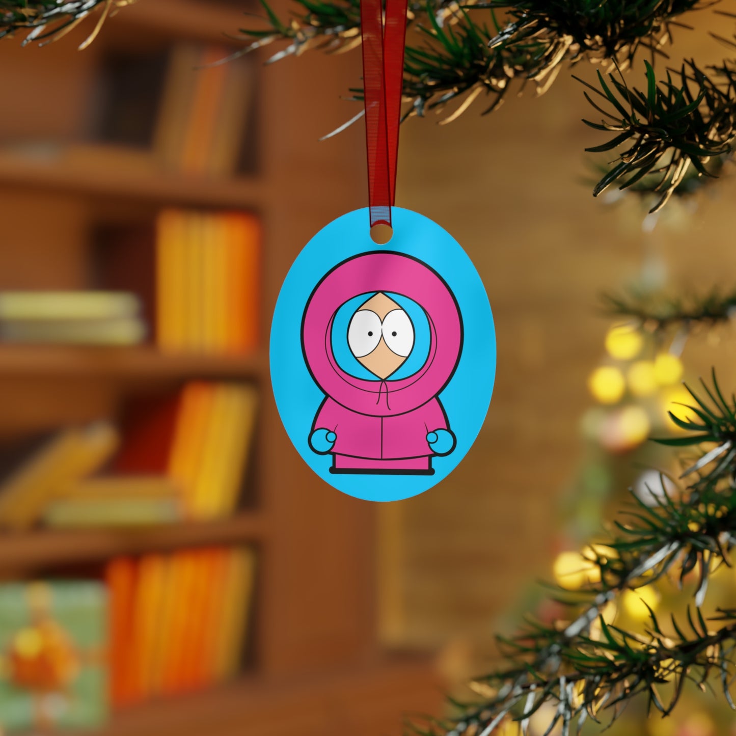 Kenny McCormick Ken Ryan Gosling Barbie South Park Kenny Metal Ornament Oval One Size Christmas Barbie Ken Kenny Movies South Park TV Shows Printify