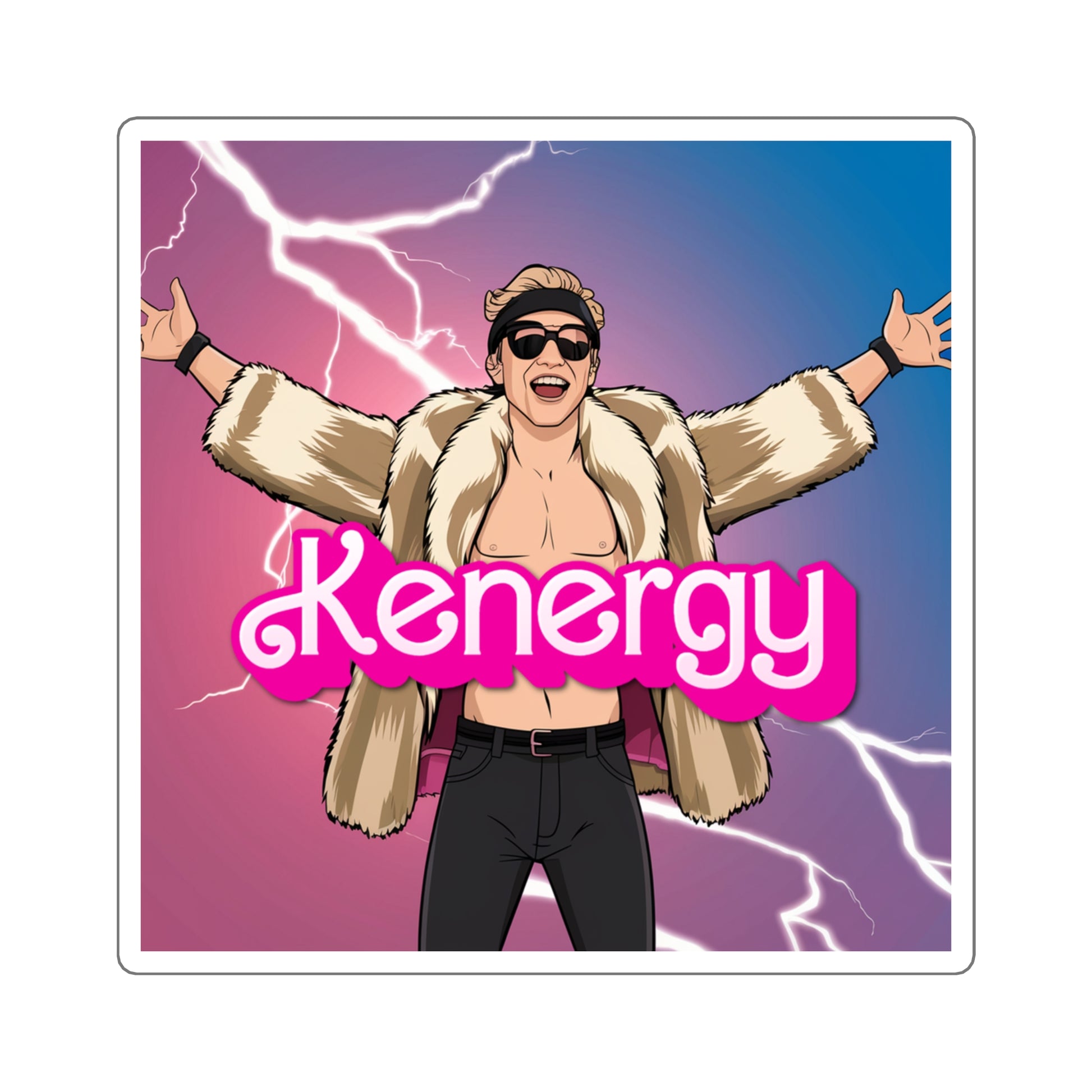 Kenergy Barbie Ryan Gosling Ken Square Sticker Stickers Barbie Celebrities Ken Kenergy Movies Ryan Gosling Printify