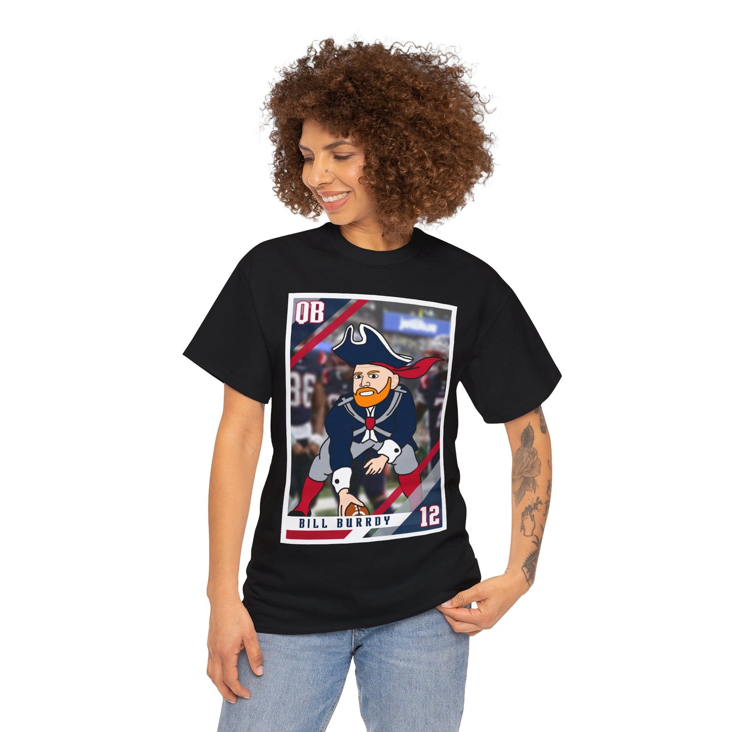 Bill Burrdy New England Patriots Tom Brady Bill Burr Unisex Heavy Cotton Tee T-shirts American Football Bill Burr Monday Morning Podcast New England Patriots NFL Podcasts Stand-up Comedy Printify