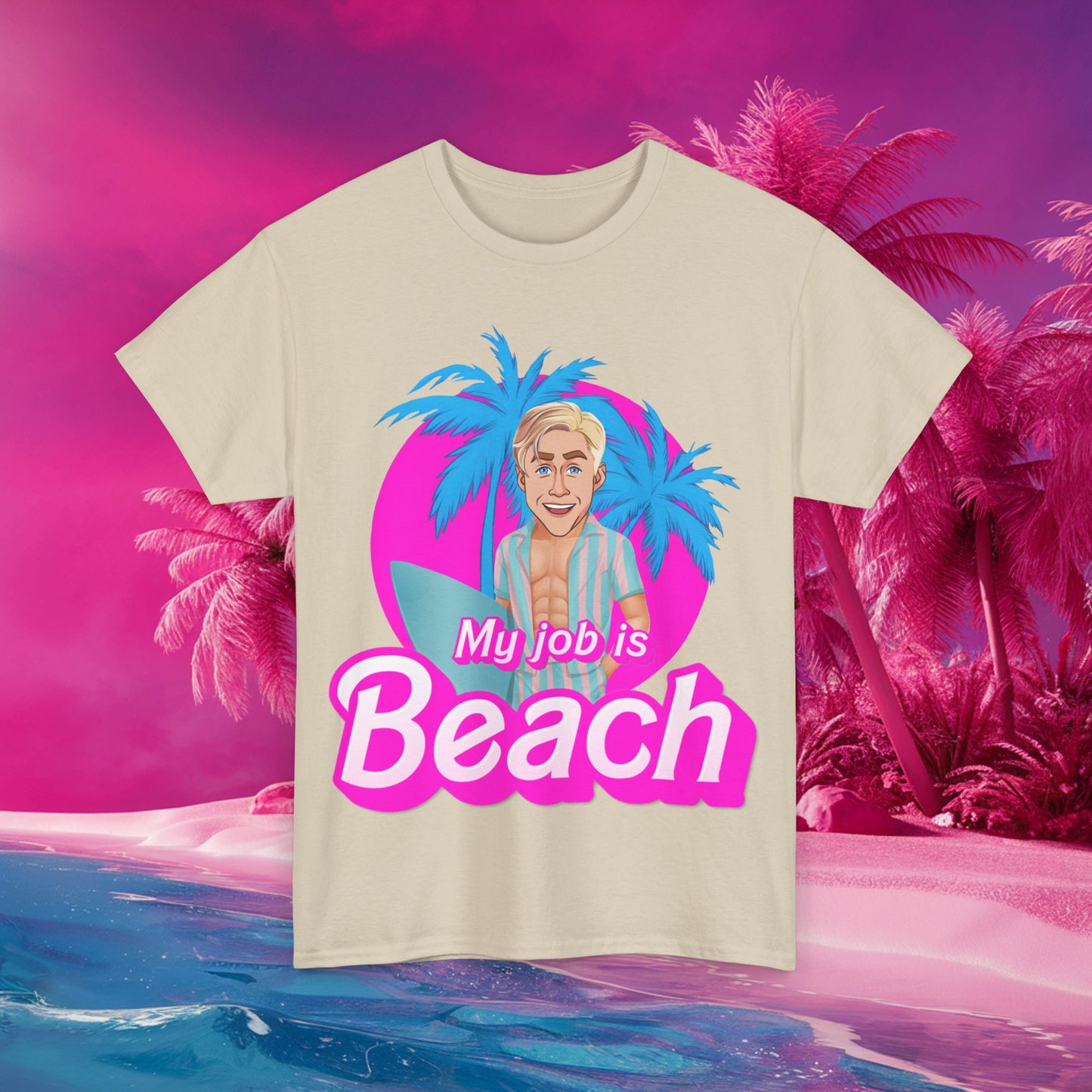 My Job Is Beach Tshirt Ken Shirt Barbie T-shirt Surfing Tee Surf T shirt Summer Shirt Vacation T-Shirt Surfing Gift for Surfer Summer Gift Sand T-shirts Barbie Celebrities Ken Movies Ryan Gosling Printify