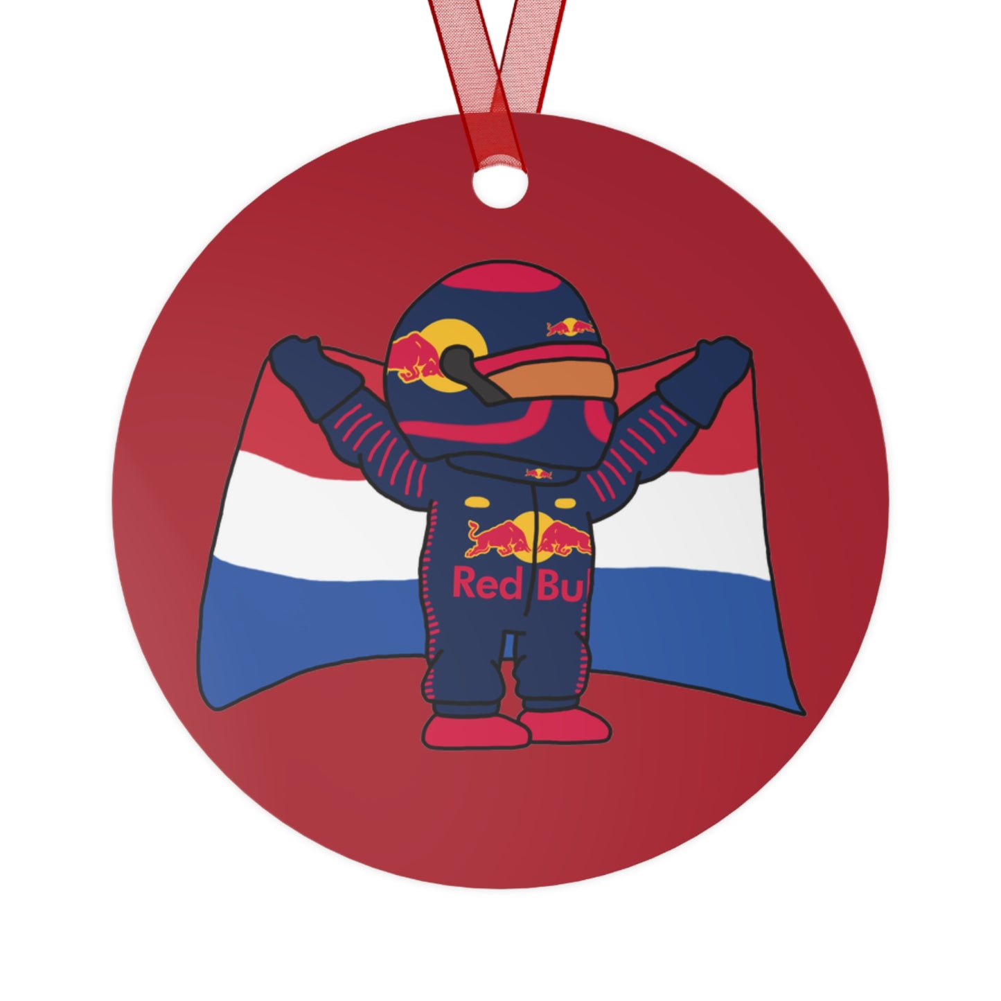 NeVerStappen Red Bull Formula 1 F1 Max Verstappen Christmas Metal Ornament Christmas F1 Max Verstappen Red Bull Printify