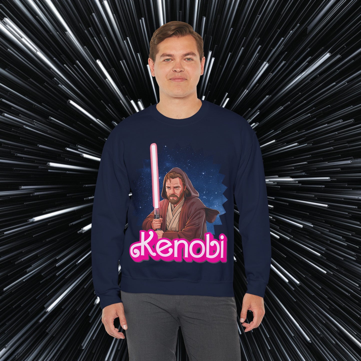 Obi-Wan Kenobi Ken Barbie Movie Star Wars Unisex Heavy Blend Crewneck Sweatshirt Navy Sweatshirts Barbie Ken Movies Star Wars Printify