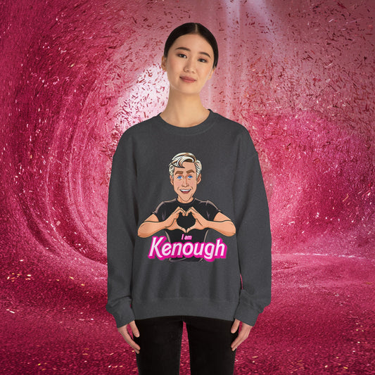 I am Kenough Ryan Gosling Ken Barbie Movie Unisex Heavy Blend Crewneck Sweatshirt Dark Heather Sweatshirts Barbie Celebrities Ken Movies Ryan Gosling Printify