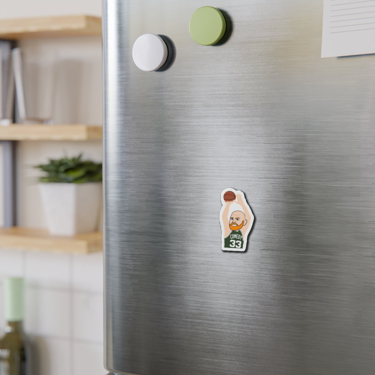 Bill Burrd Boston Celtics Larry Bird Bill Burr Magnet 2" x 2" Die-Cut 1 pc Magnets Basketball Bill Burr Boston Celtics Monday Morning Podcast NBA Podcasts Stand-up Comedy Printify