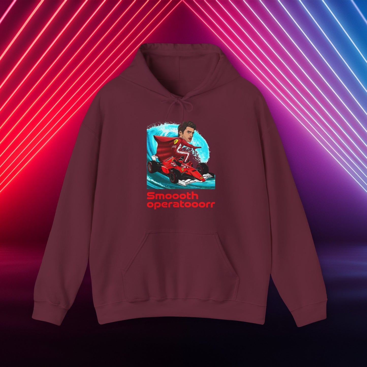 Carlos Sainz Hoodie Carlos Sainz Jumper Smooth Operator Pullover Ferrari Hoodie Formula 1 Hoodie F1 Hoodie Ferrari Gift Ferrari Fan Gift Maroon Hoodies Carlos Sainz F1 Ferrari Printify