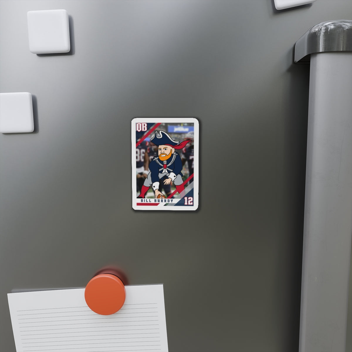 Bill Burrdy New England Patriots NFL Tom Brady Bill Burr Die-Cut Magnet Magnets American Football Bill Burr Monday Morning Podcast New England Patriots NFL Podcasts Stand-up Comedy Printify