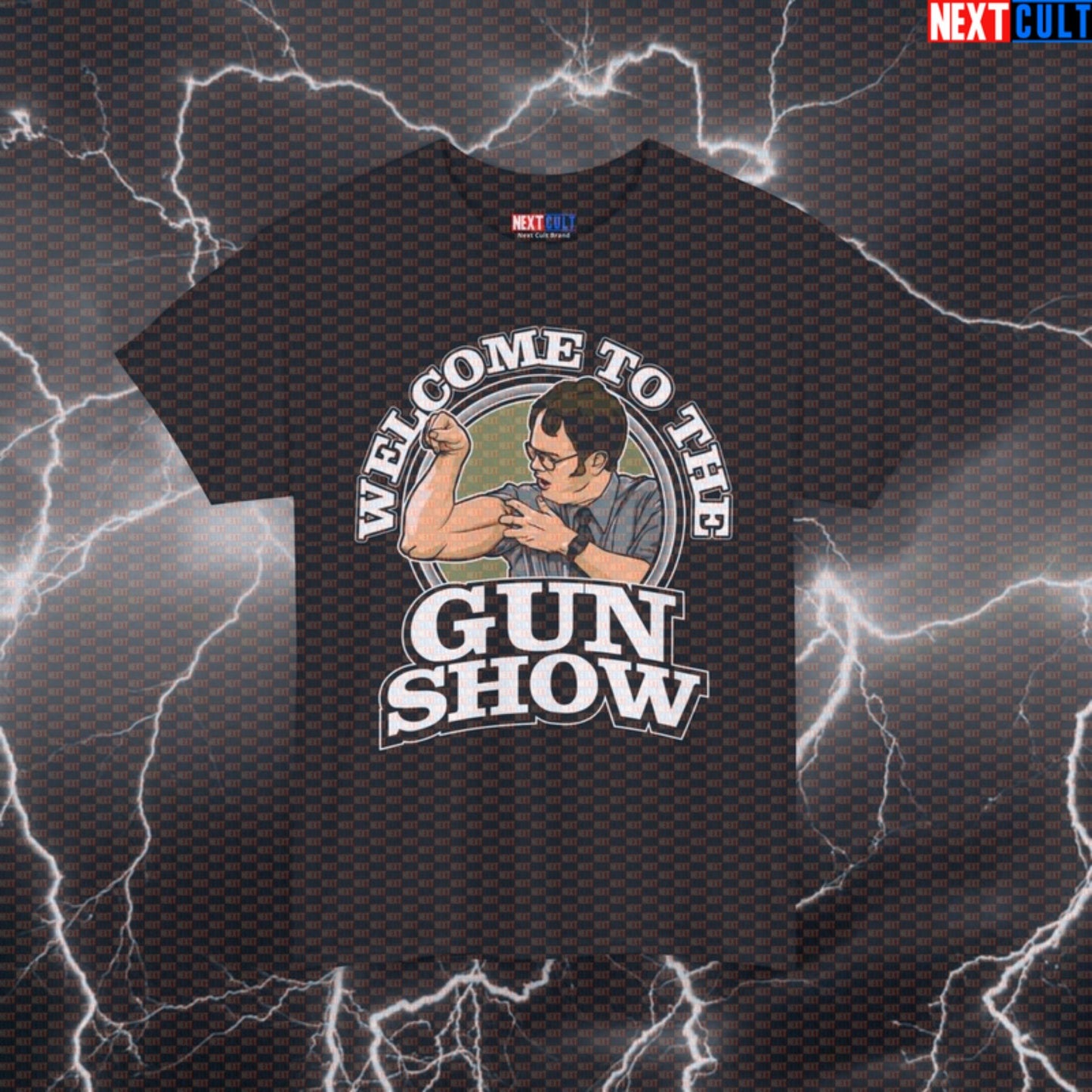 Welcome To The Gun Show T-Shirt – Funny Dwight Schrute Meme The Office Tee for Gym, Workout & Fitness Fans – Big Biceps Humor Top Black T-shirts Bodybuilding Fitness Gym Pump Cover The Office TV TV Shows Workout Printify