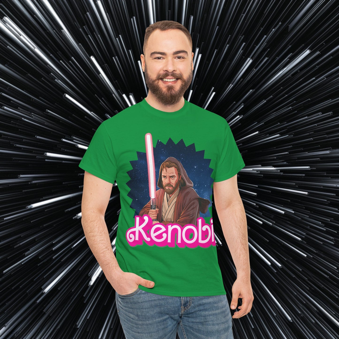 Obi-Wan Kenobi Ken Barbie Movie Star Wars Unisex Heavy Cotton Tee Irish Green T-shirts Barbie Ken Movies Star Wars Printify
