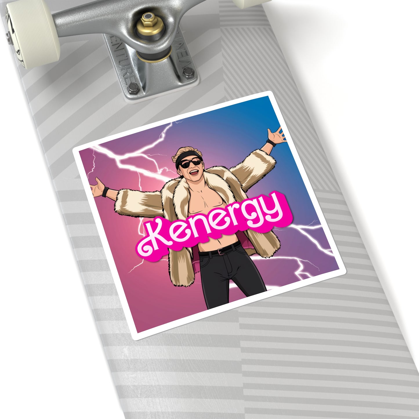 Kenergy Barbie Ryan Gosling Ken Square Sticker 6" × 6" White Stickers Barbie Celebrities Ken Kenergy Movies Ryan Gosling Printify