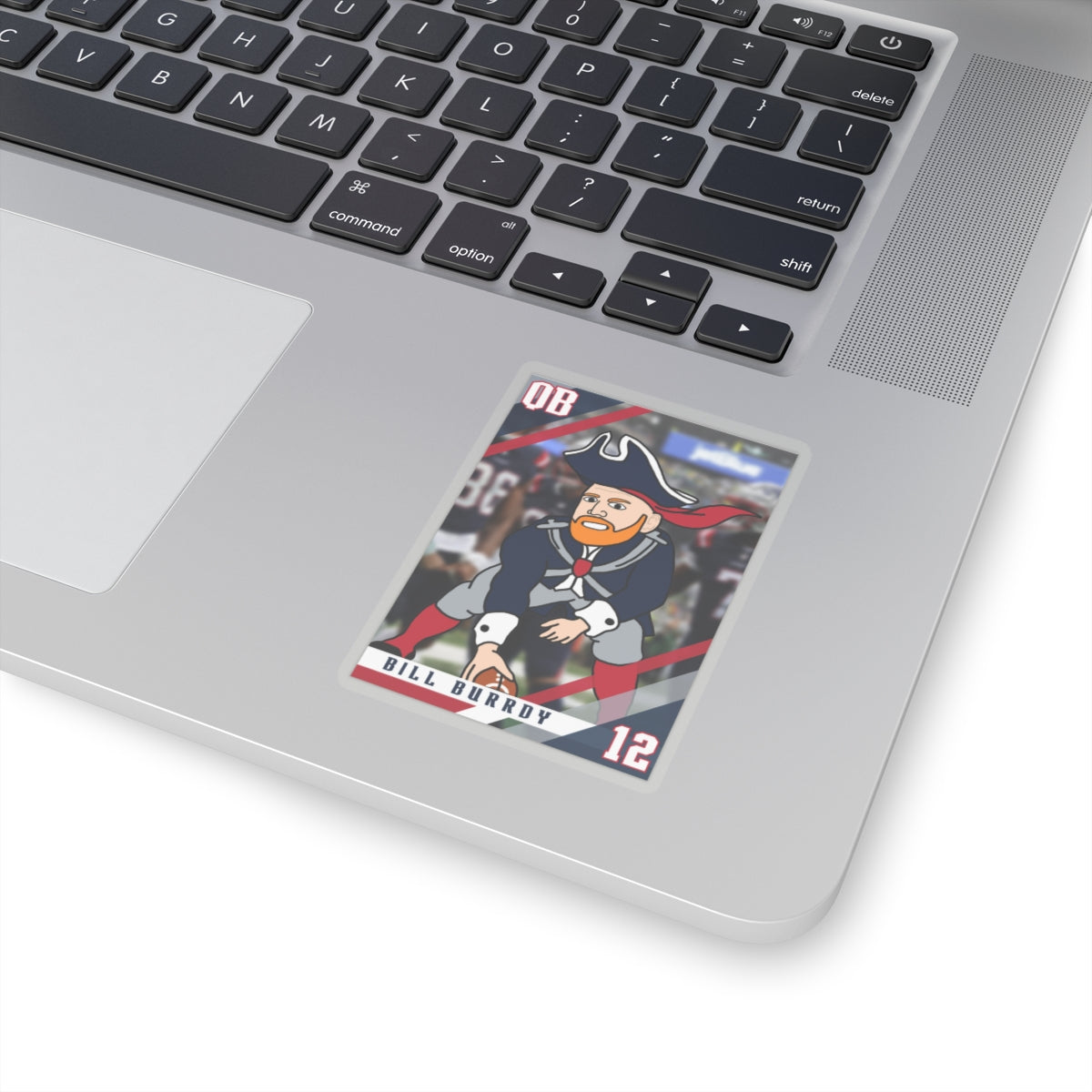 Bill Burrdy New England Patriots NFL Tom Brady Bill Burr Sticker 3" × 3" Transparent Stickers American Football Bill Burr Monday Morning Podcast New England Patriots NFL Podcasts Stand-up Comedy Printify