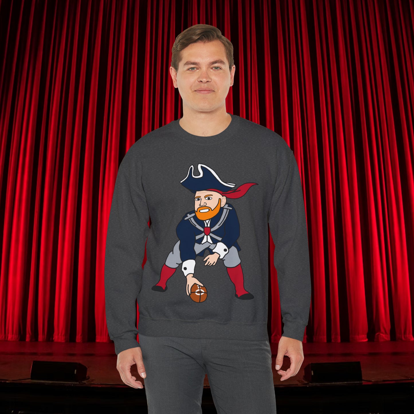 Bill Burrdy New England Patriots Tom Brady Bill Burr Unisex Heavy Blend Crewneck Sweatshirt Dark Heather Sweatshirts American Football Bill Burr Monday Morning Podcast New England Patriots NFL Podcasts Stand-up Comedy Printify
