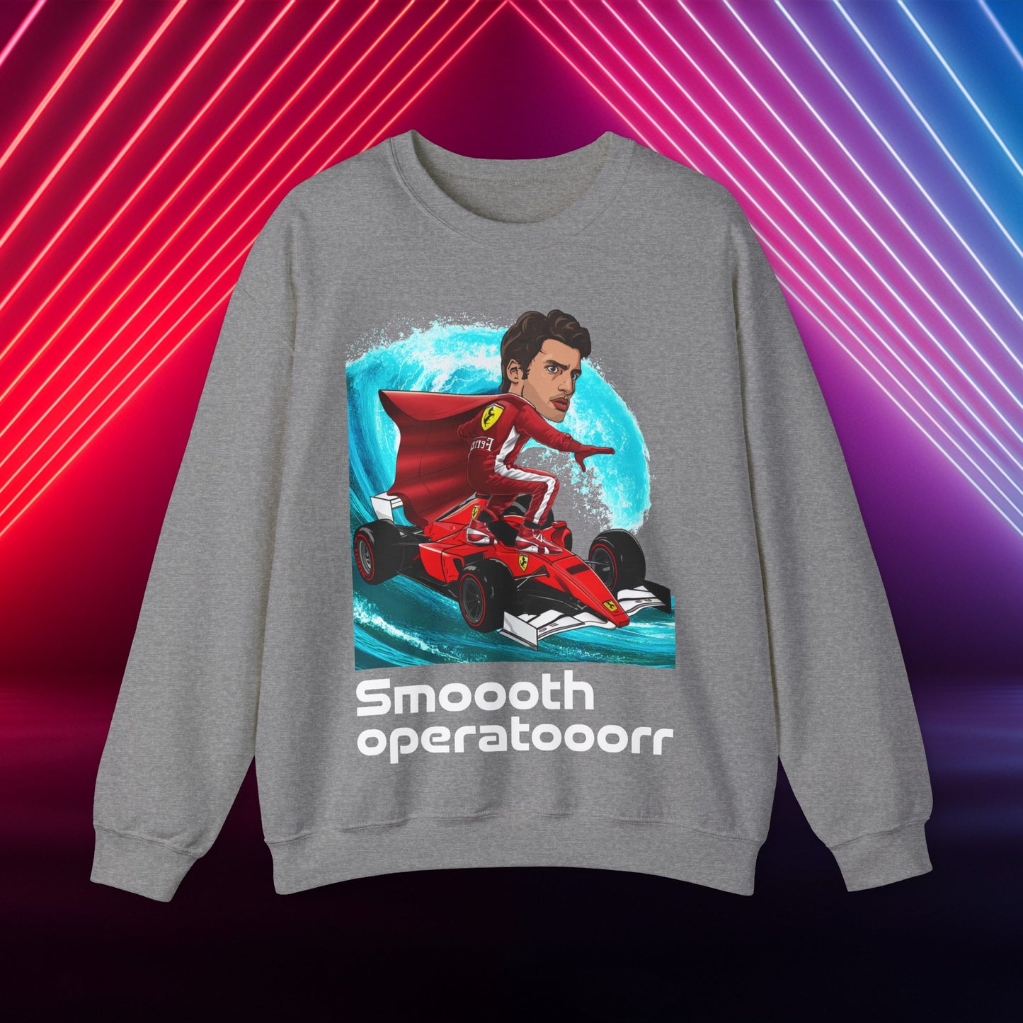 Carlos Sainz Sweatshirt Smooth Operator Jumper Ferrari Sweater Formula 1 Jumper F1 Sweater Ferrari Gift Ferrari Fan Jumper F1 Gift Scuderia Graphite Heather Sweatshirts Carlos Sainz F1 Ferrari Printify