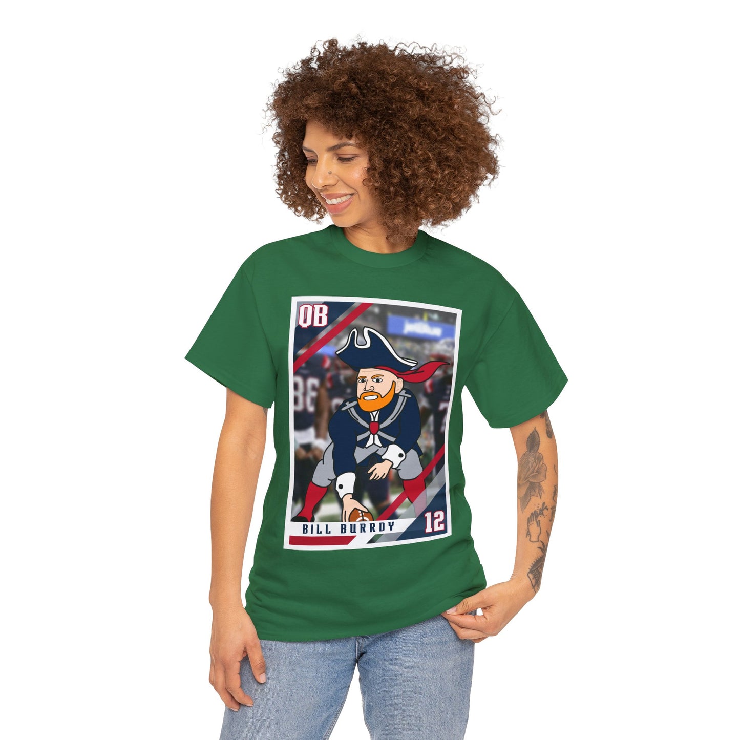 Bill Burrdy New England Patriots Tom Brady Bill Burr Unisex Heavy Cotton Tee T-shirts American Football Bill Burr Monday Morning Podcast New England Patriots NFL Podcasts Stand-up Comedy Printify
