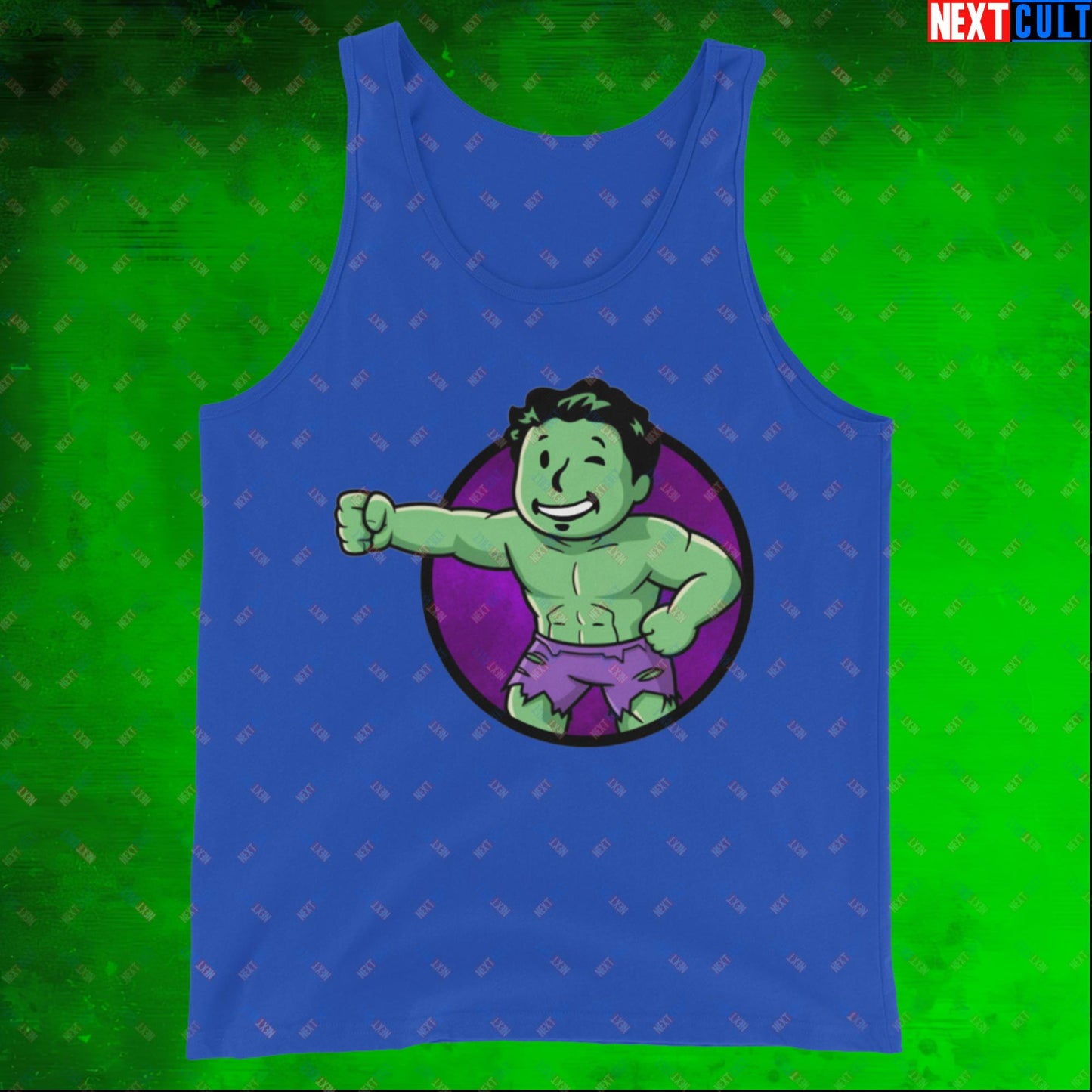 Angry Boy Hulk Vault Boy Fallout Funny Meme Cartoon Mashup Tank Top True Royal Tank Tops Fallout Hulk Movies Superheroes Vault Boy Next Cult Brand