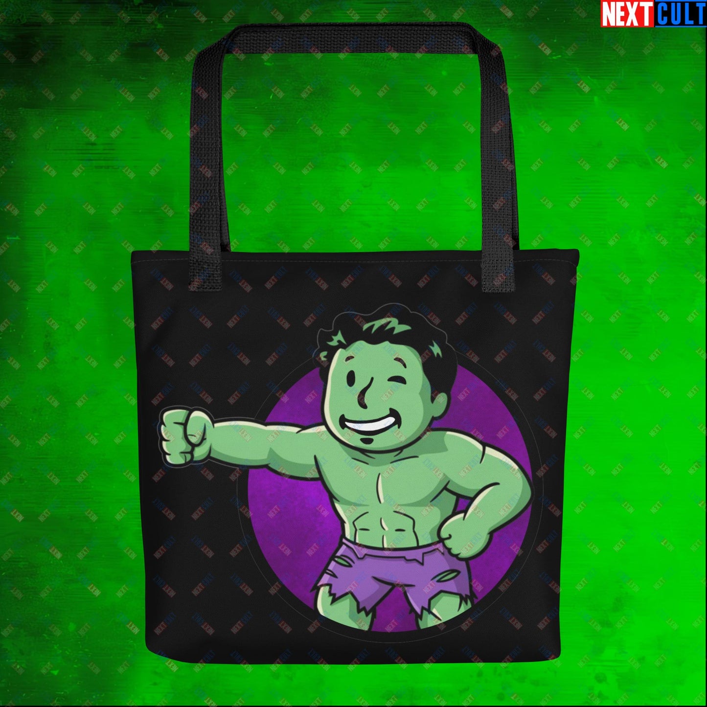 Angry Boy Hulk Vault Boy Fallout Funny Meme Cartoon Mashup Tote bag Default Title Bags Fallout Hulk Movies Superheroes Vault Boy Next Cult Brand