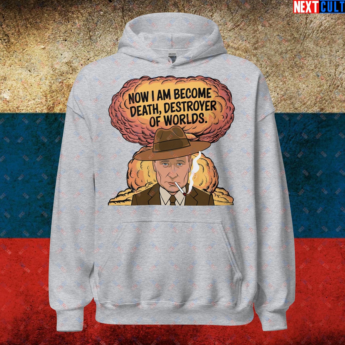 Anti Vladimir Putin Destroyer of Worlds Oppenheimer Unisex Hoodie Sport Grey Hoodies Politics Vladimir Putin Next Cult Brand