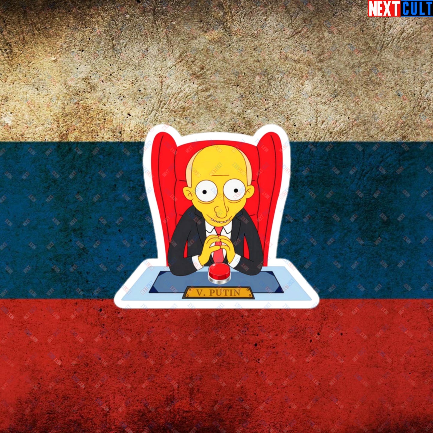 Anti Vladimir Putin Funny Mr. Burns Simpsons Bubble-free stickers 3″×3″ Stickers Politics Vladimir Putin Next Cult Brand