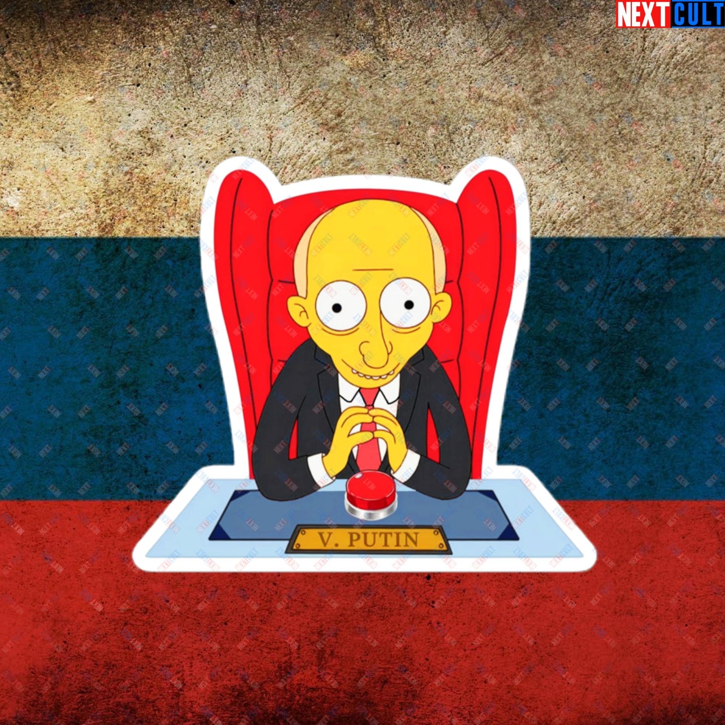 Anti Vladimir Putin Funny Mr. Burns Simpsons Bubble-free stickers 4″×4″ Stickers Politics Vladimir Putin Next Cult Brand